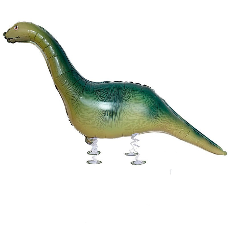 Balon din Folie Metalizata, ANGELBEAR, Figurina Animata, Model Dinozaur cu Ou, 113x49 cm, Ambalaj Individual, Pai Inclus, Umflare cu Aer sau Heliu, Verde inchis